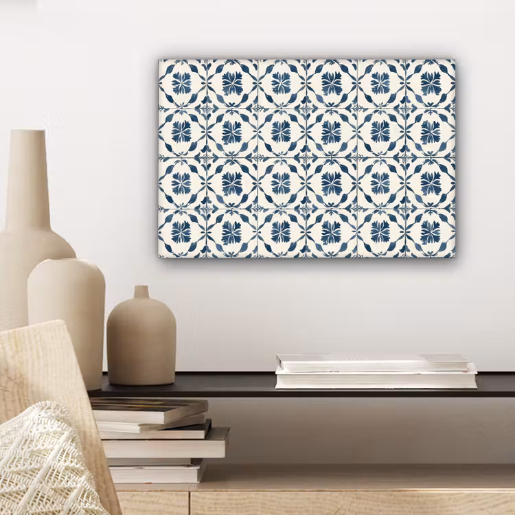 Grafisch - Tegel - Blauw canvas 2cm klein 34 -sfeer6