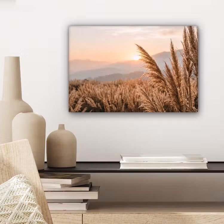 Gras - Veld - Zon - Natuur canvas 2cm klein -sfeer6