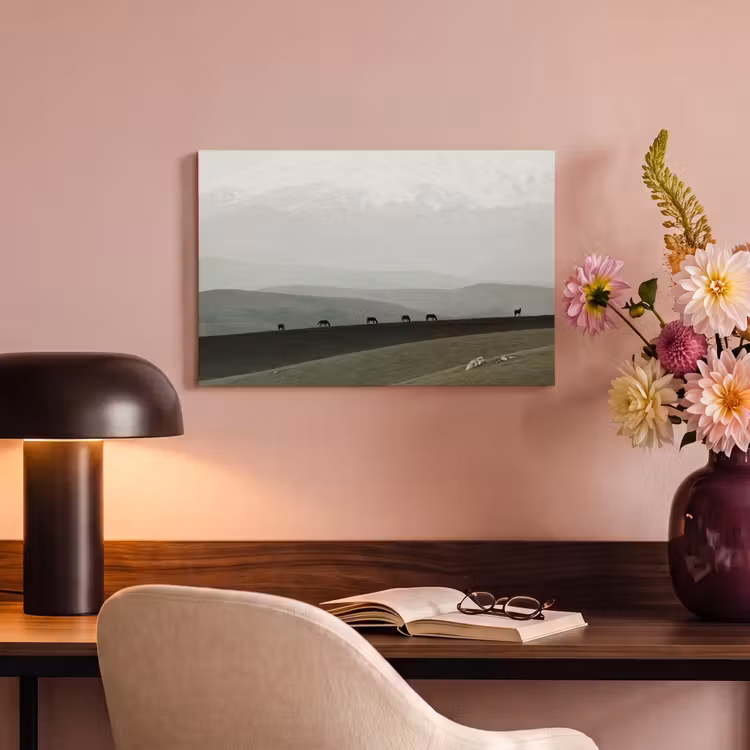 Grijs - Berg - Paarden canvas 2cm klein -sfeer4