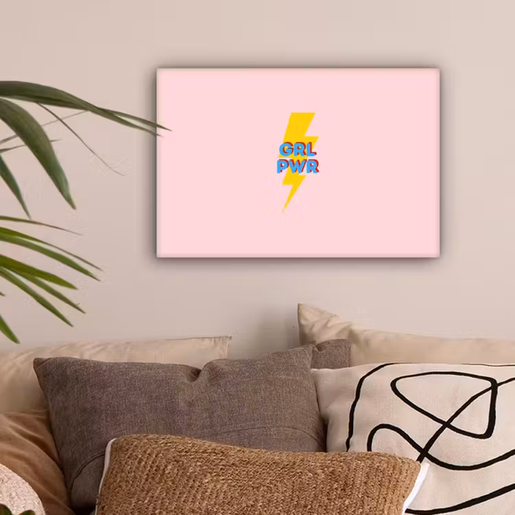 Grl pwr - Bliksem - Roze canvas 2cm klein -sfeer1