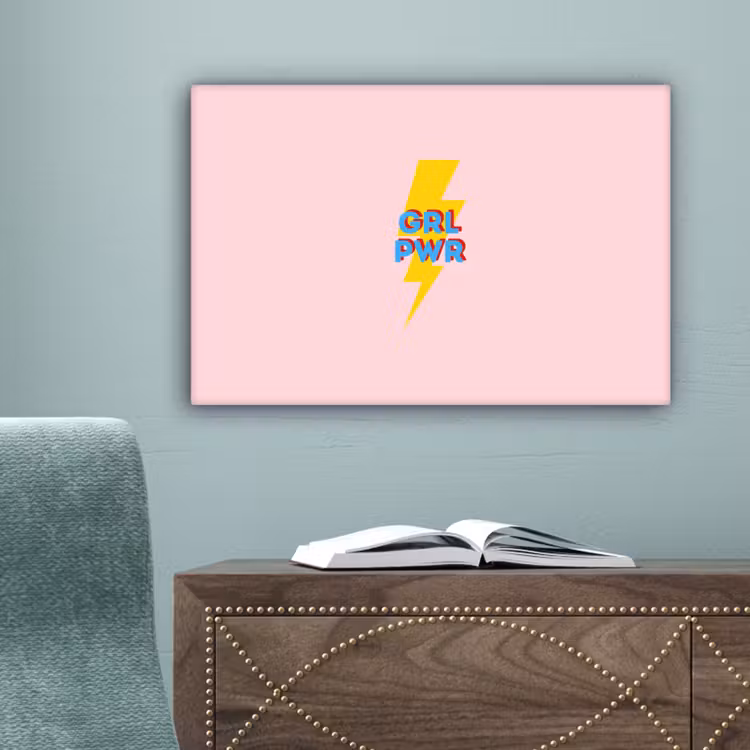 Grl pwr - Bliksem - Roze canvas 2cm klein -sfeer4