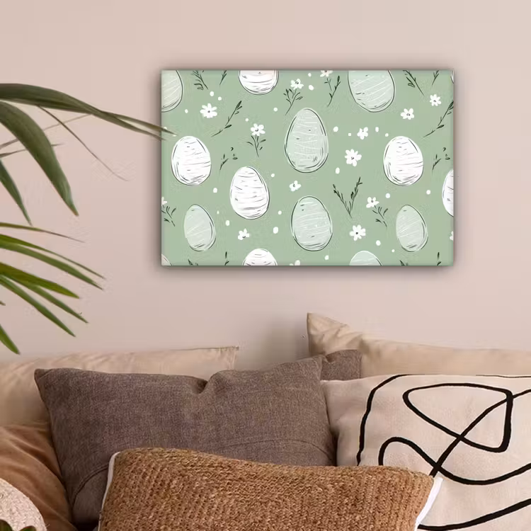 Groen - Eieren - Patroon canvas 2cm klein -sfeer1