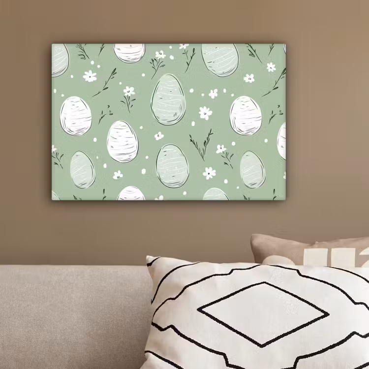 Groen - Eieren - Patroon canvas 2cm klein -sfeer3
