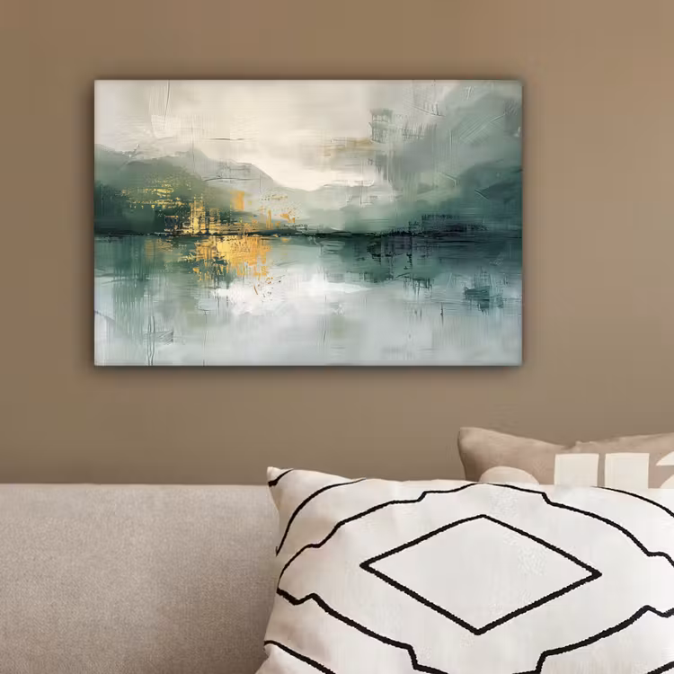 Groen - Modern - Abstract - Goud canvas 2cm klein -sfeer3