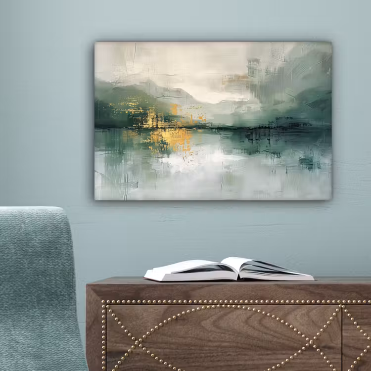 Groen - Modern - Abstract - Goud canvas 2cm klein -sfeer4