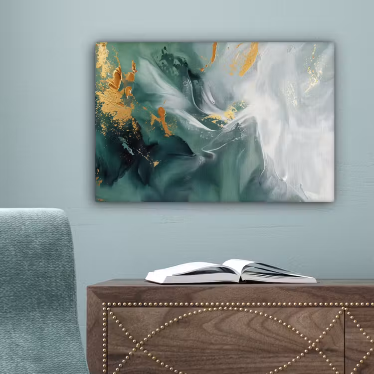 Groen - Modern - Marmer - Abstract canvas 2cm klein -sfeer4