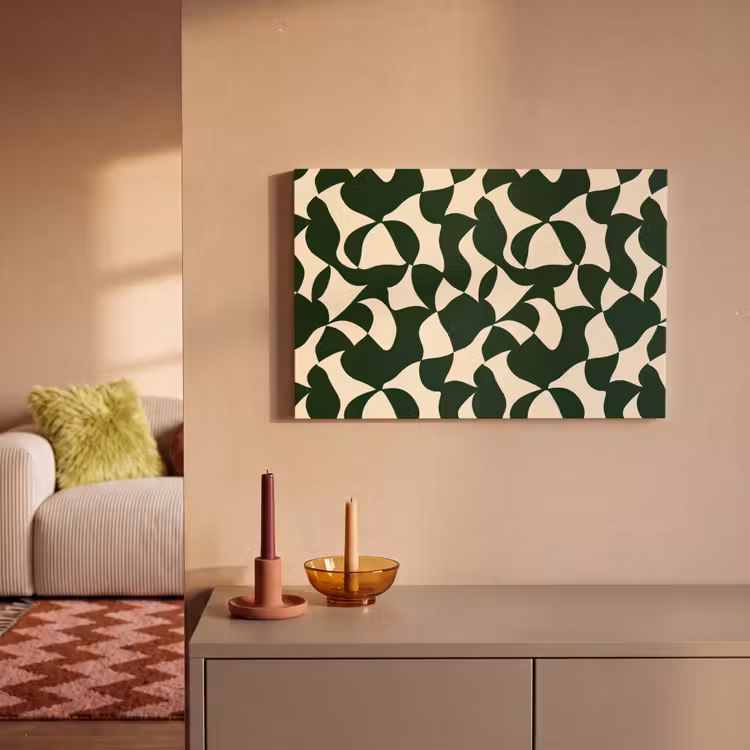 Groen - Organische vlakken - Crème canvas 2cm klein 34 -sfeer1