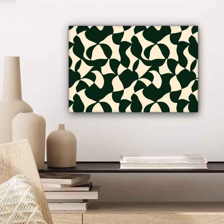 Groen - Organische vlakken - Crème canvas 2cm klein 34 -sfeer6