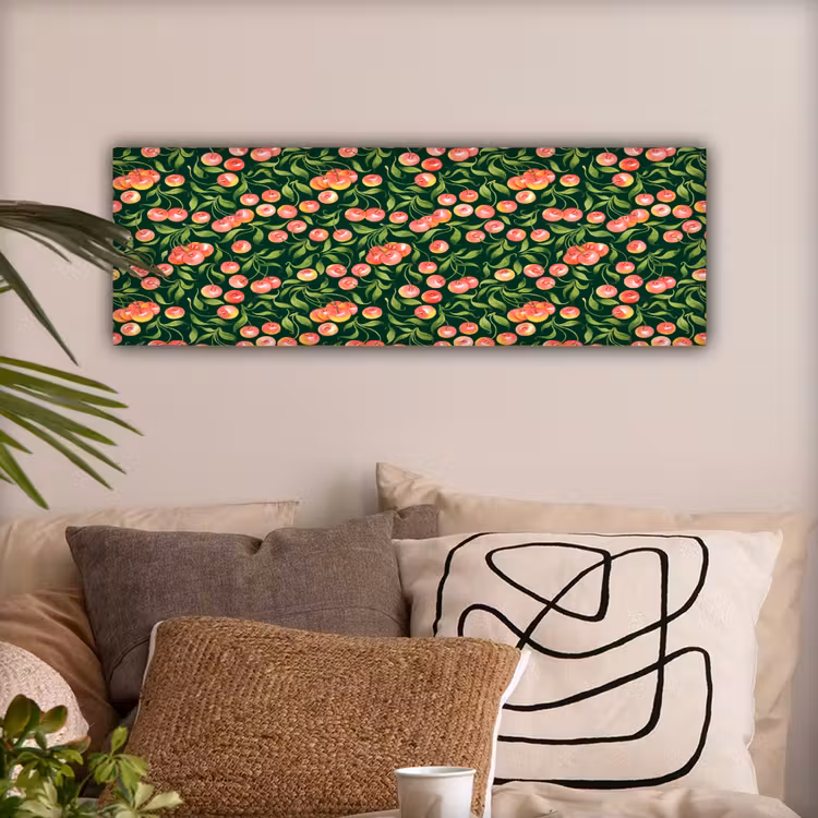 Groen - Rood - Kersen - Bladeren canvas 2cm klein 828 -sfeer1