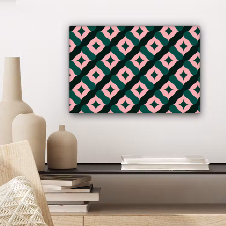 Groen - Roze - Retro - Sterren canvas 2cm klein 34 -sfeer6
