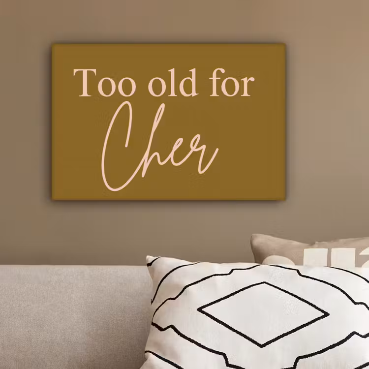 Groen - Too old for cher - Roze canvas 2cm klein -sfeer3