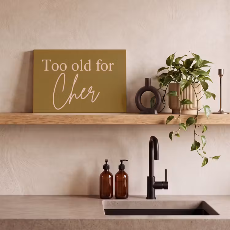 Groen - Too old for cher - Roze canvas 2cm klein -sfeer3