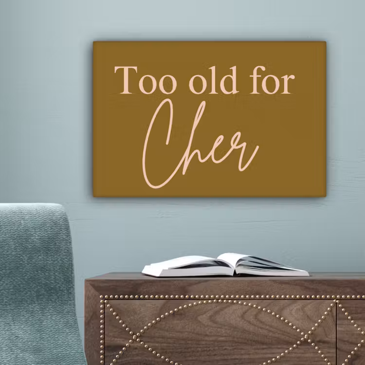 Groen - Too old for cher - Roze canvas 2cm klein -sfeer4