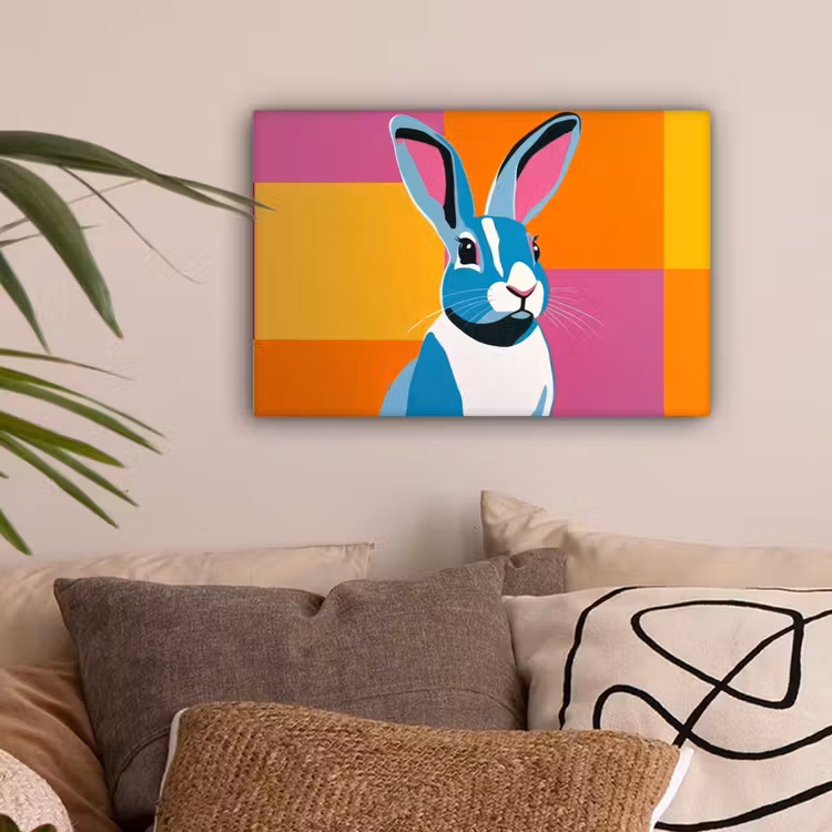 Haas - Kleurvakken - Oren - Roze canvas 2cm klein -sfeer1