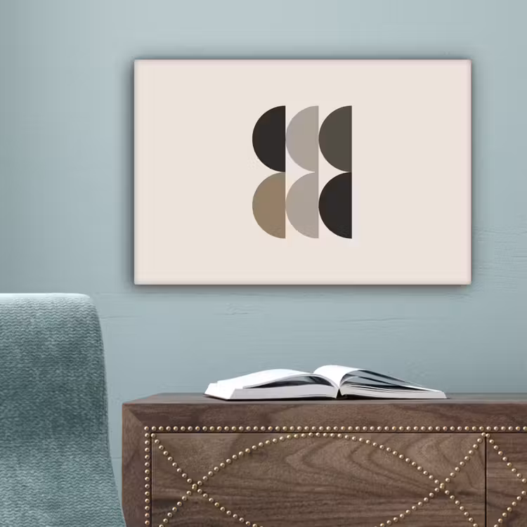 Halve cirkels - Aardetinten - Grafisch canvas 2cm klein -sfeer4
