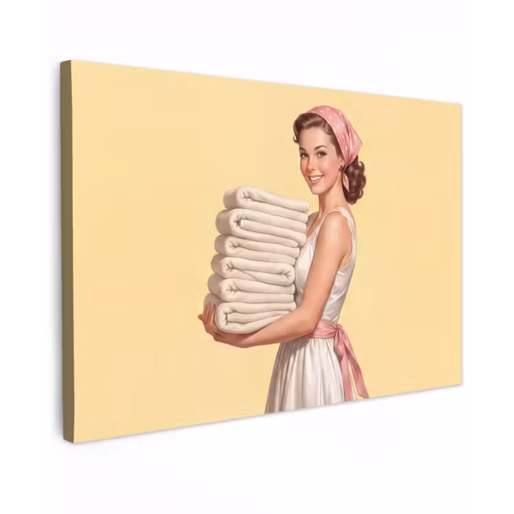 Handdoeken - Vrouw - Jurk - Roze canvas 2cm klein -z3d