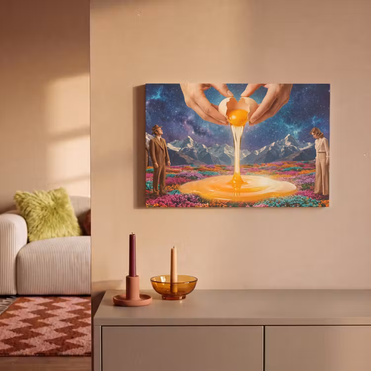 Canvas schilderij - Handen - Ei - Surrealisme - Handen - Ei - Surrealisme canvas 2cm klein