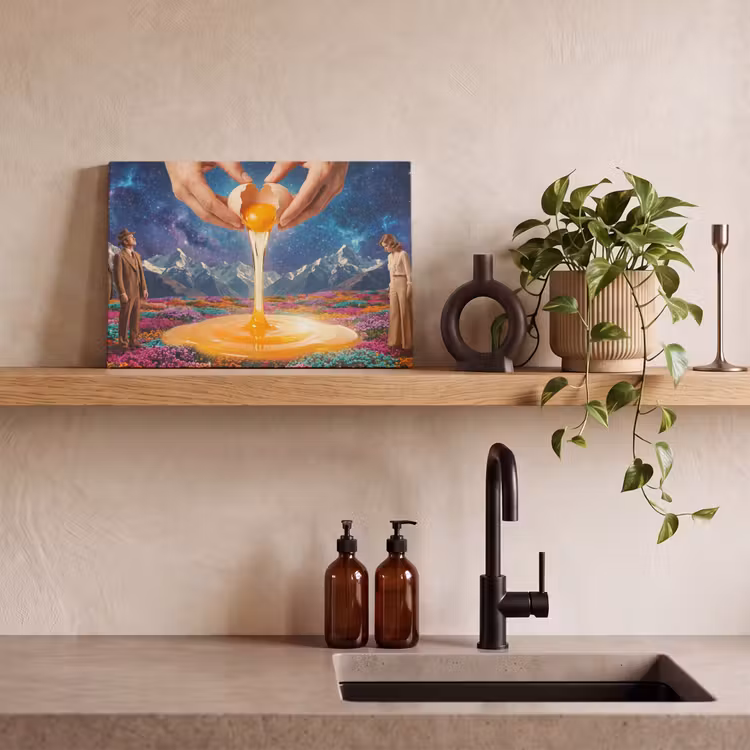Canvas schilderij - Handen - Ei - Surrealisme - Handen - Ei - Surrealisme canvas 2cm klein