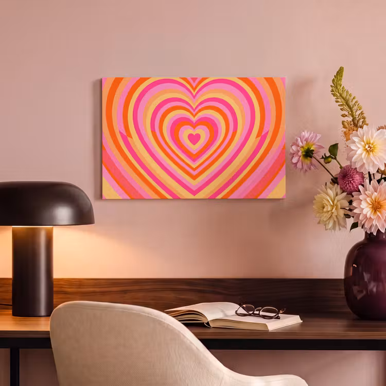 Hart - Concentrisch - Abstract - Liefde - Kleurrijk canvas 2cm klein -sfeer4