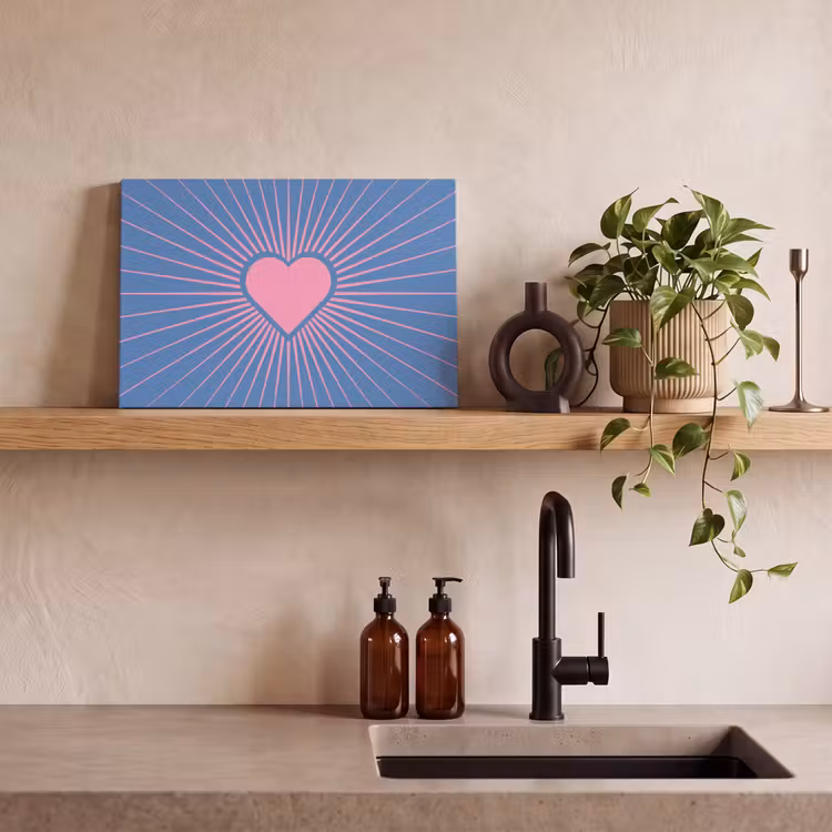 Hart - Stralen - Liefde - Modern - Roze canvas 2cm klein -sfeer3