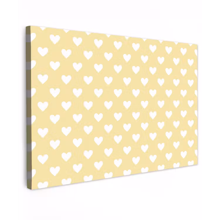 Hartjes - Patroon - Geel canvas 2cm klein 34 -z3d