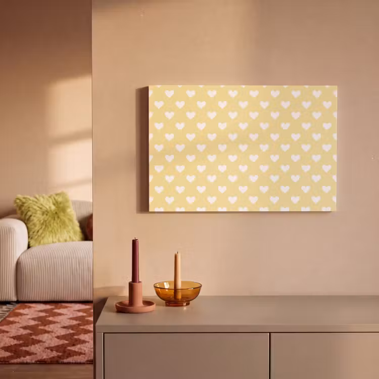 Hartjes - Patroon - Geel canvas 2cm klein 34 -sfeer1