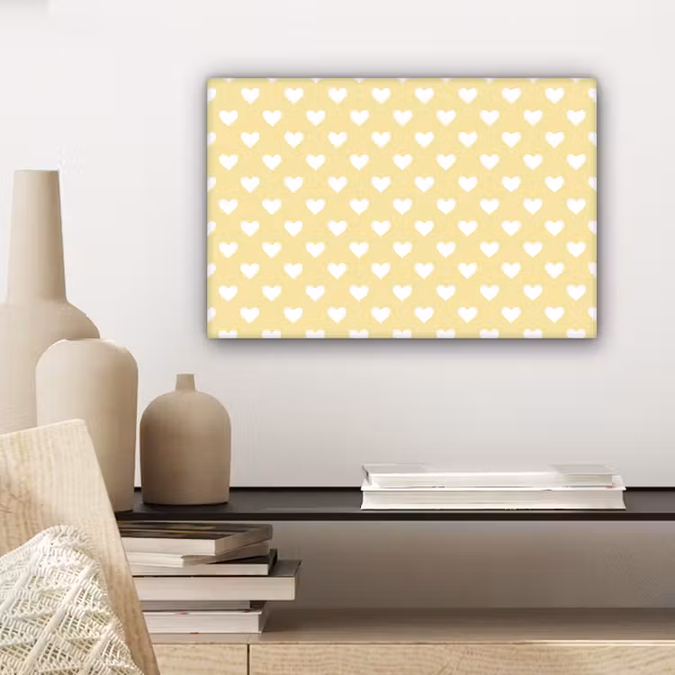 Hartjes - Patroon - Geel canvas 2cm klein 34 -sfeer6