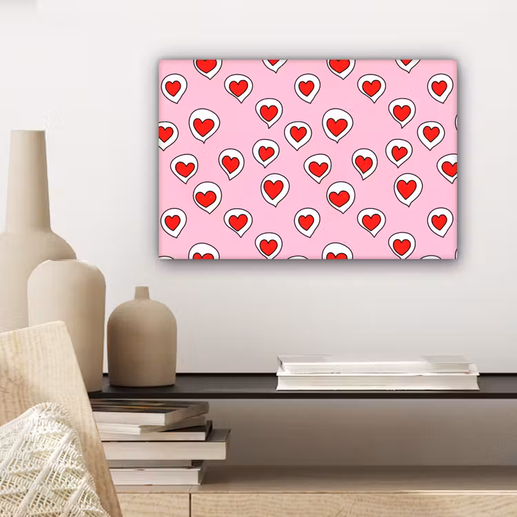 Hartjes - Patroon - Rood canvas 2cm klein 34 -sfeer6