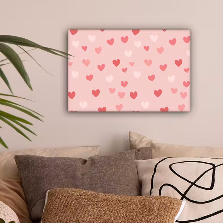 Hartjes - Patroon - Roze - Eenvoudig canvas 2cm klein -sfeer1