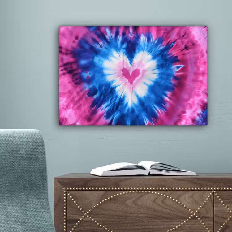 Hartvormig - Tie dye - Paars canvas 2cm klein -sfeer4