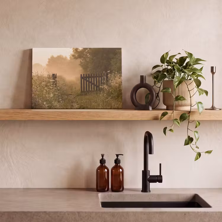 Hek - Natuur - Mist - Veld canvas 2cm klein -sfeer3