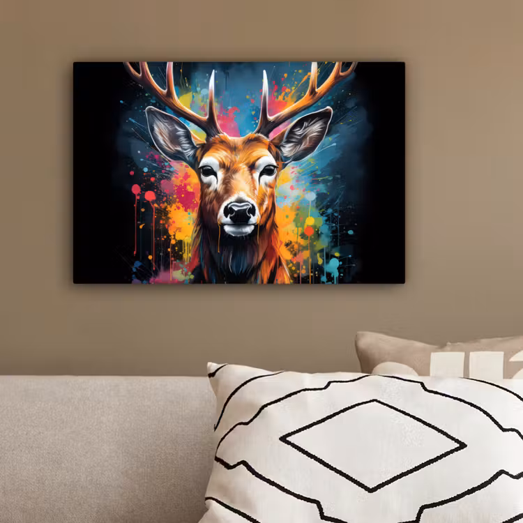 Hert - Graffiti - Dieren - Kleuren canvas 2cm klein -sfeer3