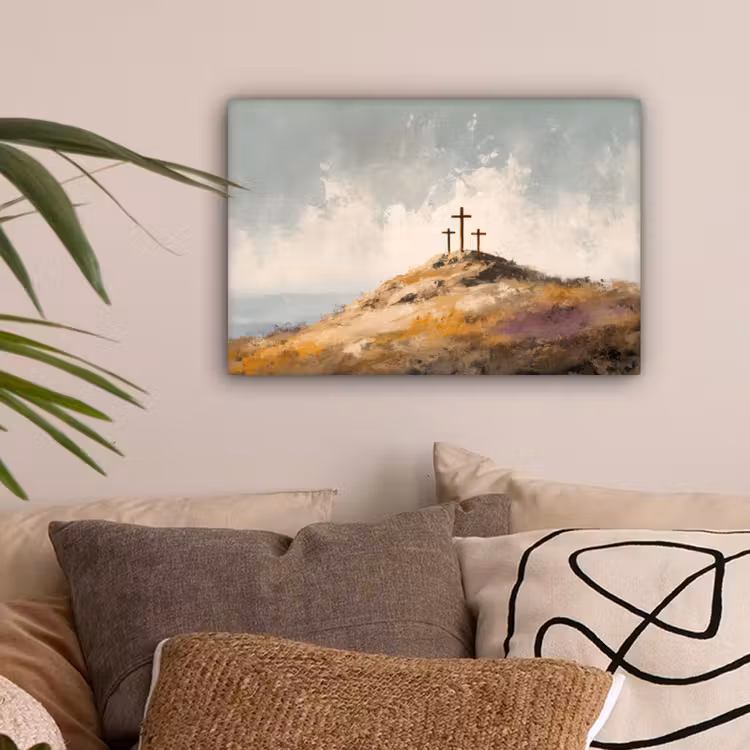 Heuvels - Abstract - Christendom - Kruis canvas 2cm klein -sfeer1