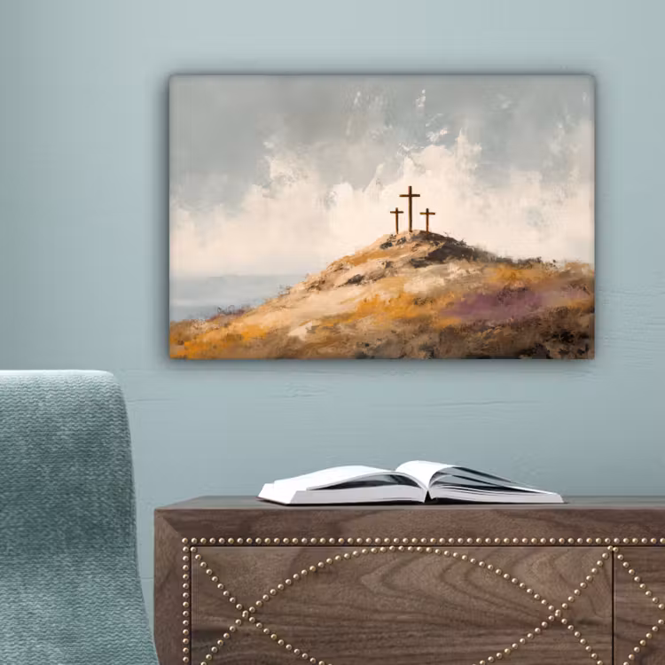 Heuvels - Abstract - Christendom - Kruis canvas 2cm klein -sfeer4