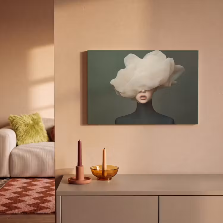 Hoed - Vrouw - Beige canvas 2cm klein -sfeer1