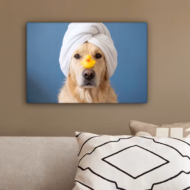 Hond - Badeend - Geel canvas 2cm klein -sfeer3