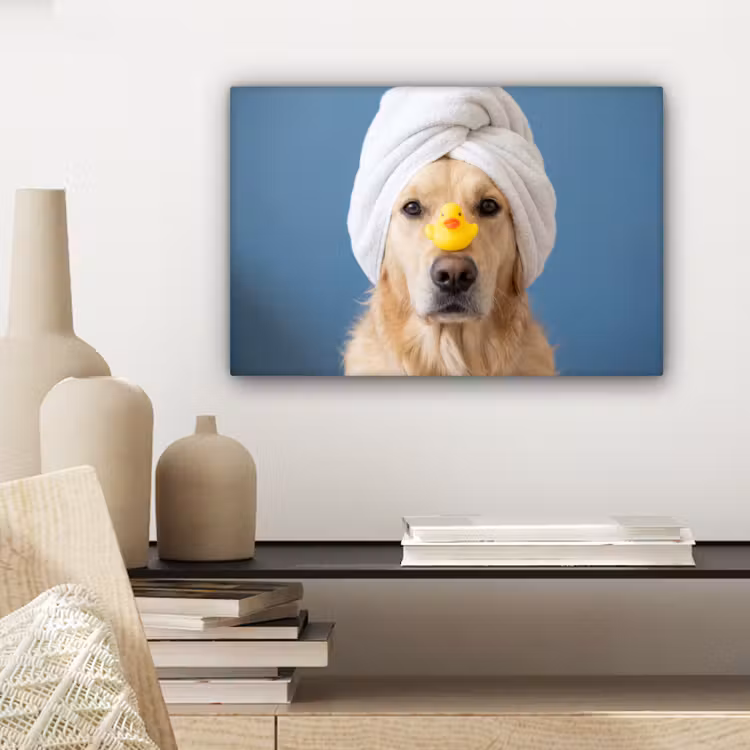 Hond - Badeend - Geel canvas 2cm klein -sfeer6