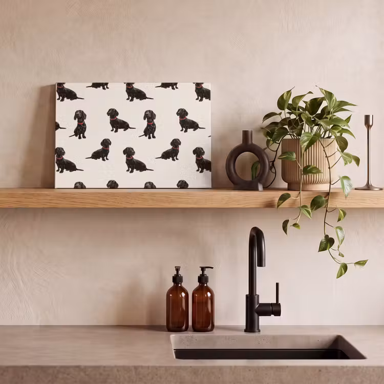 Hond - Patroon - Zwart canvas 2cm klein 34 -sfeer3
