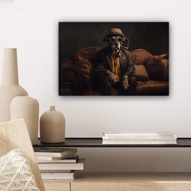 Hond - Sigaar - Hoed - Pak canvas 2cm klein -sfeer6
