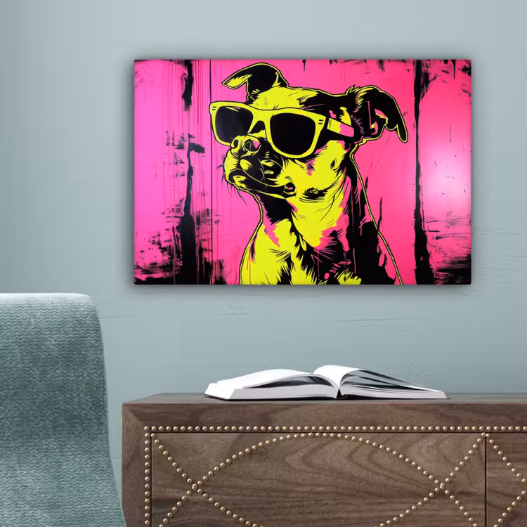 Hond - Zonnebril - Roze - Art canvas 2cm klein -sfeer4