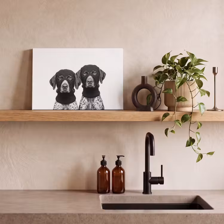 Honden - Bivakmuts - Zwart - wit canvas 2cm klein -sfeer3