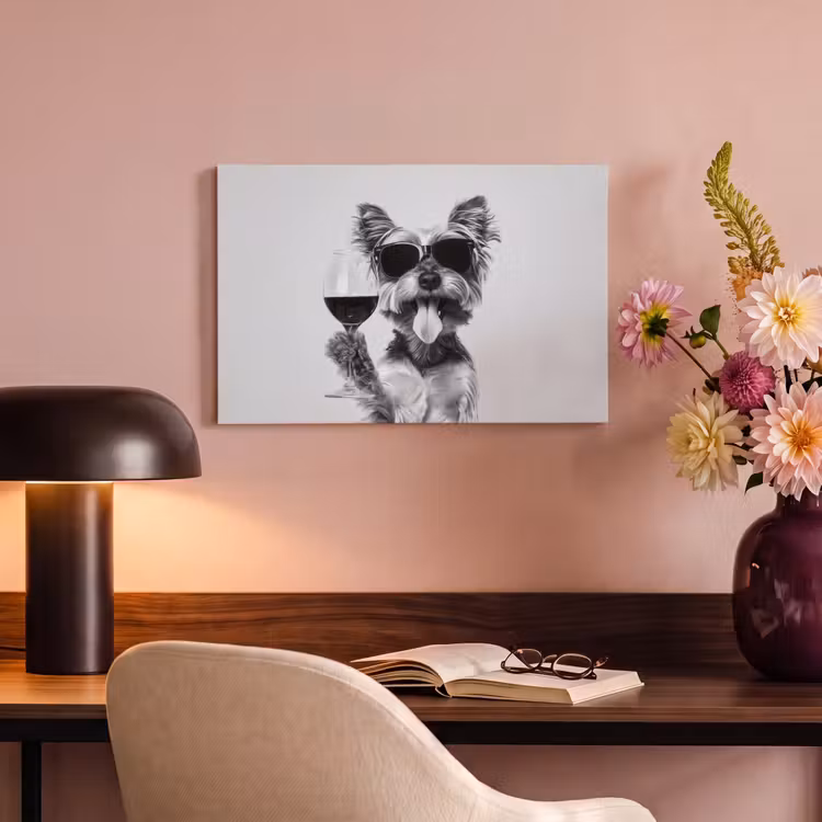 Hondje - Wijnglas - Zonnebril - Enthousiast canvas 2cm klein -sfeer4