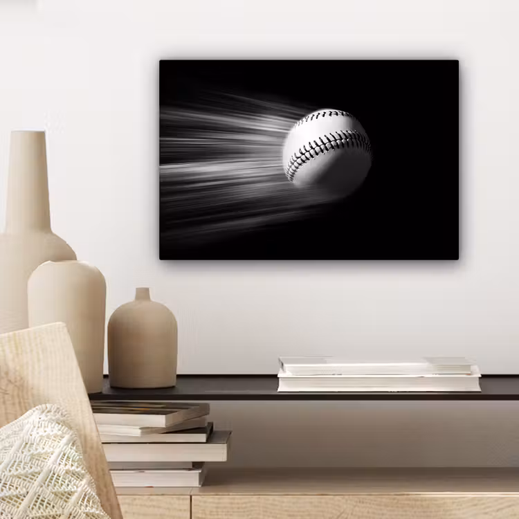 Honkbal - Wit - Vliegt canvas 2cm klein -sfeer6