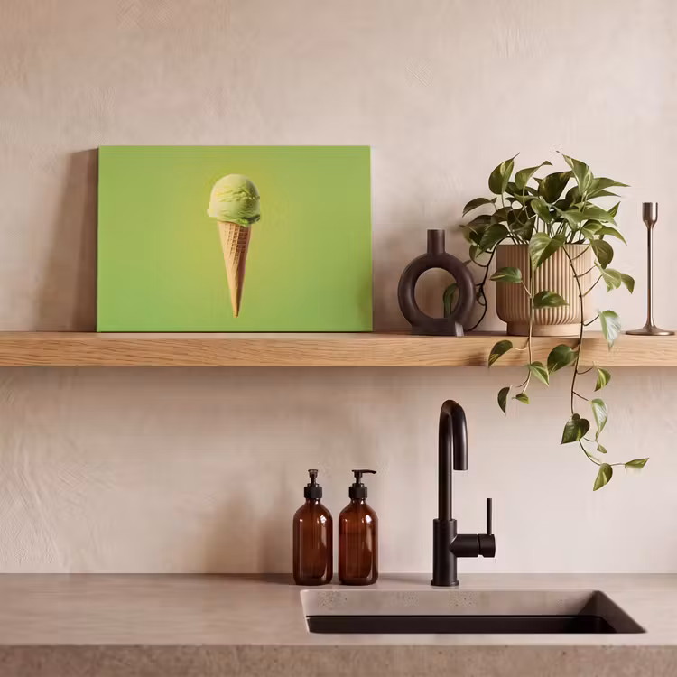 Hoorntje - Schepijs - Groen canvas 2cm klein -sfeer3