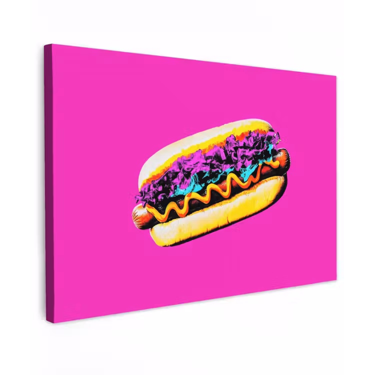 Hotdog - Roze - Retro canvas 2cm klein -z3d