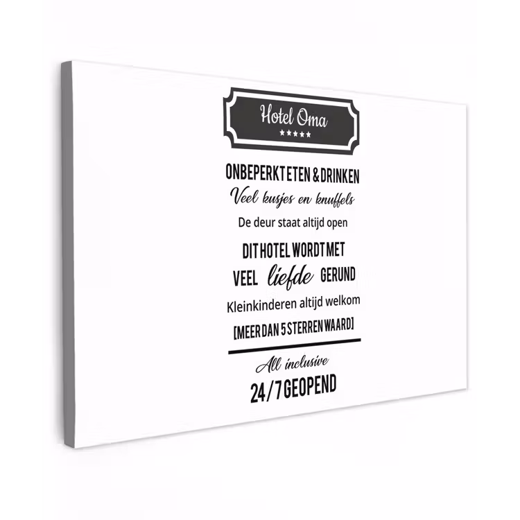 Hotel oma - Spreuken - Oma - Quotes canvas 2cm klein -z3d
