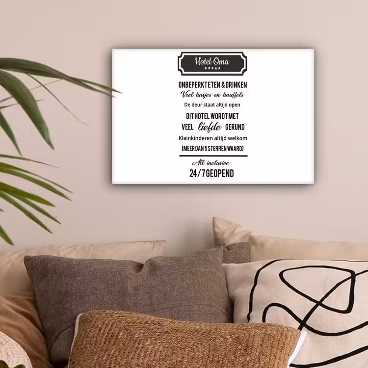 Hotel oma - Spreuken - Oma - Quotes canvas 2cm klein -sfeer1
