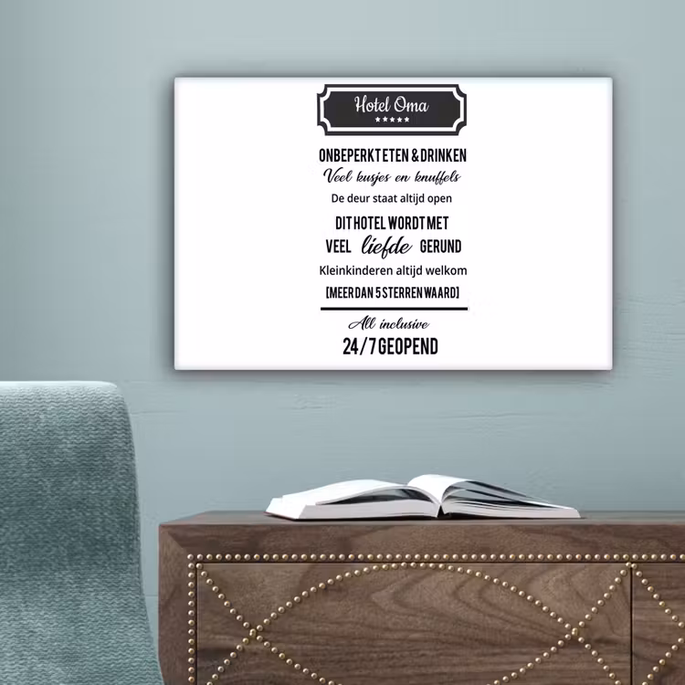 Hotel oma - Spreuken - Oma - Quotes canvas 2cm klein -sfeer4