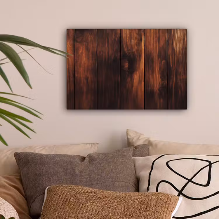Hout - Planken - Vintage - Donkerbruin canvas 2cm klein -sfeer1