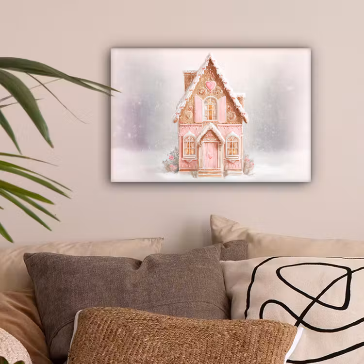 Huisje - Suiker - Pastel canvas 2cm klein -sfeer1